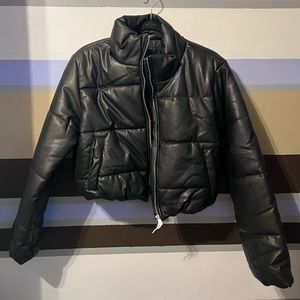 FASHION NOVA faux leather cropped jacket